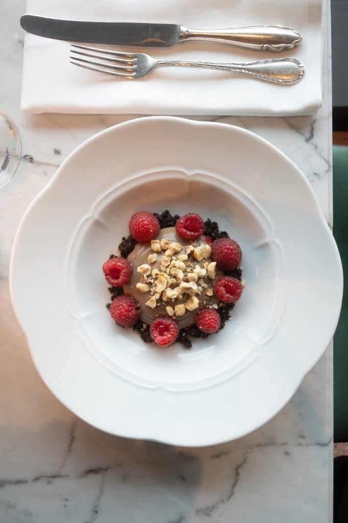 Fantastic homemade nutella with fresh raspberries and Piedmont hazelnuts